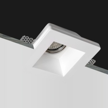 Square High Led Wall Light in Ceramic Plaster for Recessed