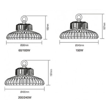 Campana UFO 200W 28000lm 4000K 90° - High Bay su KingLed