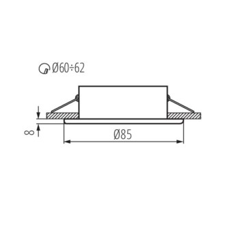 Portafaretto da Incasso Rotondo Fisso Foro 62mm Satinato - IP44 Idoneo per EN