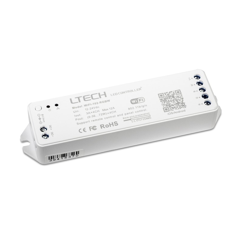 LTECH Ricevitore WiFi-102-RGBW 4 Ch DC 12-24V 12A per Striscia LTECH Ricevitore WiFi-102-RGBW 4 Ch DC 12-24V 12A per Striscia
