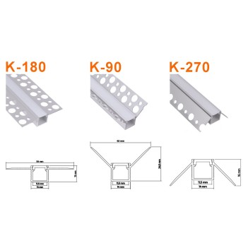 Profilo in Alluminio da Cartongesso KING180 per Striscia