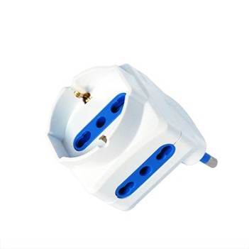 Schuko 3-Seater Bypass Adapter - 16A Plug - Space-saving en