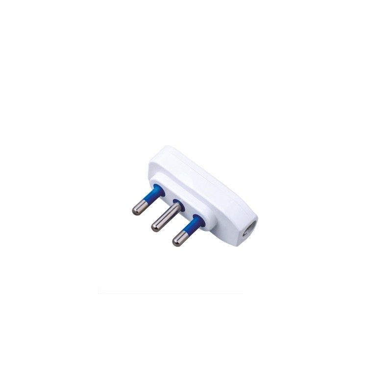 Plug 10A 2P + E Flat Polybag White - Space-saving - Without Cable en