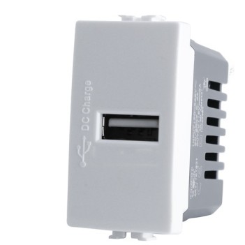 PRESA CON PORTA USB 5V 1A AC/DC DA 1 MODULO BIANCO - SERIE TIX