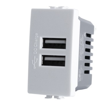 2x USB 5V 2A Socket 1 Module White T3 - Bticino Matix Compatible