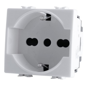 Schuko 2P+E 16A 2 Module White T3 Receptacle - Bticino Matix Compatible