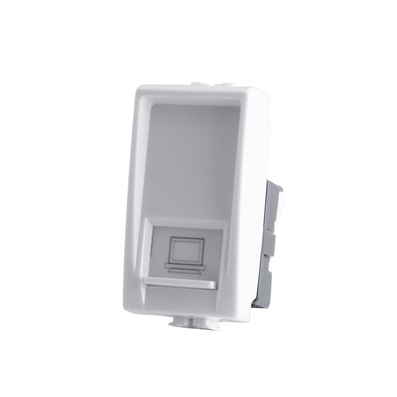 LAN Network Connector UTP RJ45 CAT.5E 1 Module White - Bticino Matix Compatible