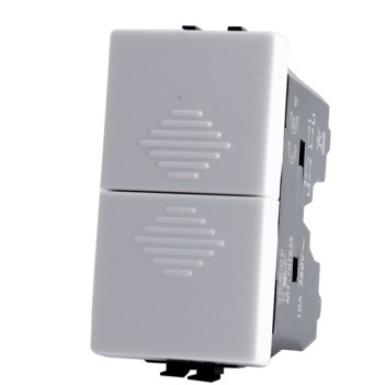 PULSANTE DOPPIO 1 MODULO 1 POLO + 1 POLO 10A BIANCO - SERIE TIX