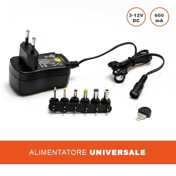 Alimentatore Desktop multi-tensione 3-12V DC 600mA 7.2W con