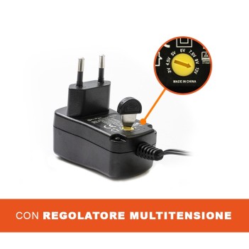 Alimentatore Desktop multi-tensione 3-12V DC 600mA 7.2W con