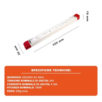 Linear LED Driver 100W 24V CA IP20 Ultra Slim