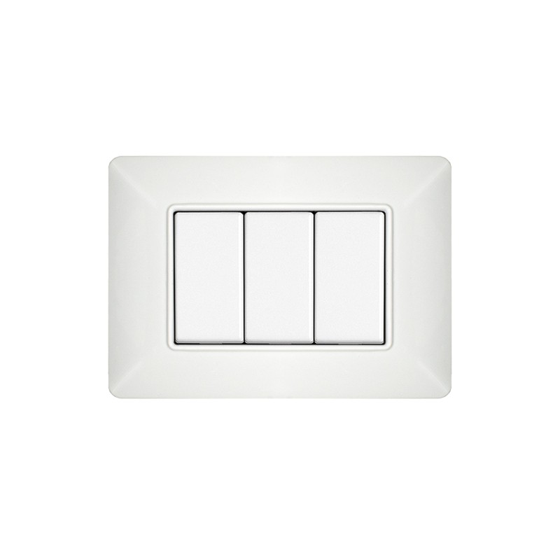 White plate 3 modules 3M compatible with BTICINO MATIX in plastic