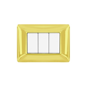 Plate 3 modules 3M glossy gold compatible BTICINO MATIX in plastic