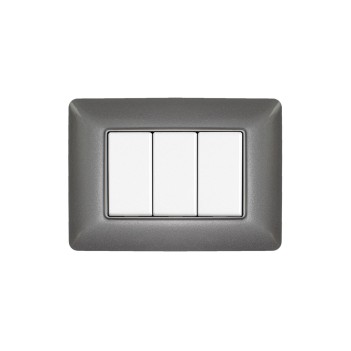 Placca 3 Moduli 3M grigio scuro compatibile BTICINO MATIX