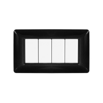 Placca 4 Moduli 4M Nera compatibile BTICINO MATIX in