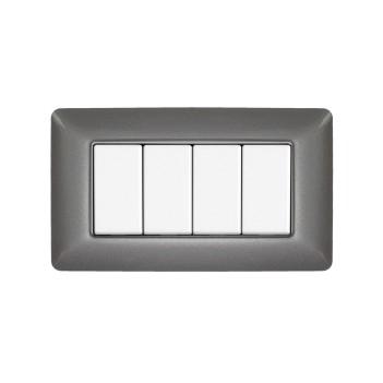 Placca 4 Moduli 4M grigio scuro compatibile BTICINO MATIX