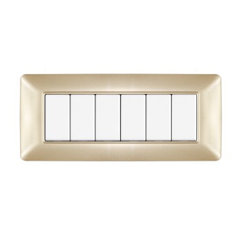 Placca 6 Moduli 6M colore Champagne compatibile BTICINO