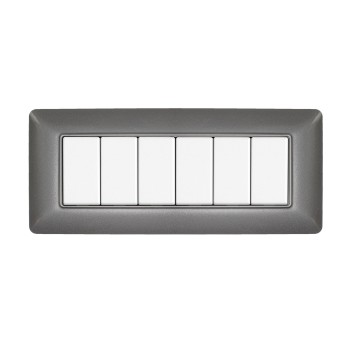 Placca 6 Moduli 6M Grigio scuro compatibile BTICINO MATIX