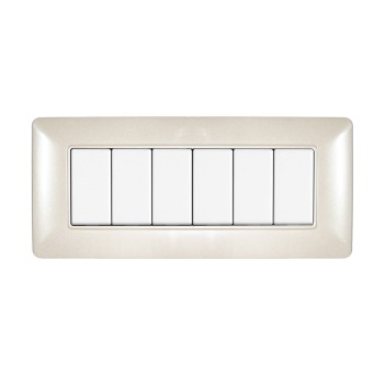 Placca 6 Moduli 6M Bianco Madreperlato compatibile BTICINO