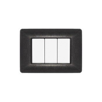 Plate 3 modules 3M Flash Black compatible with BTICINO MATIX in plastic