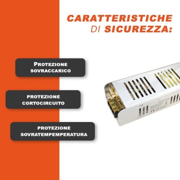 Alimentatore Metallico Slim 200W 24V per Strisce Led -