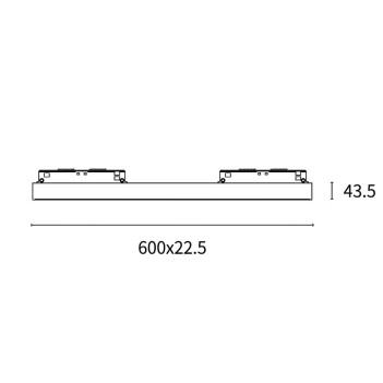 Lampada led SUPREMA Linear Light 12W dimmerabile 600mm per binario 48V colore Nero