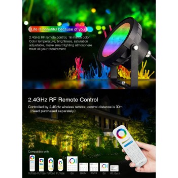 MiBoxer MiLight Garden Spike DC 220V 18W RGB + CCT RF 2.4GHz FUTC09 en