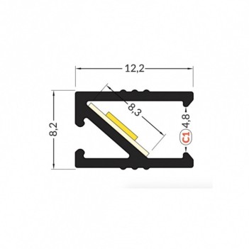 Mini HI8 Aluminum Profile for Led Strip - Anodized 2mt - Complete Kit en