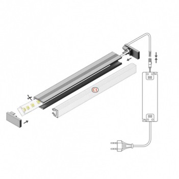 Profilo in Alluminio Mini HI8 per Striscia Led - Anodizzato