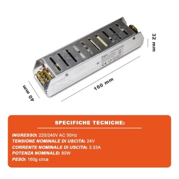 80W 24V Metallic Power Supply for Led Strips - KPEIS Series en