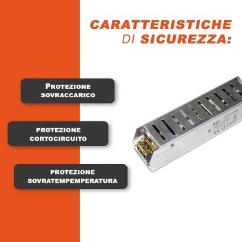 Alimentatore Metallico Slim 80W 24V per Strisce Led - Serie