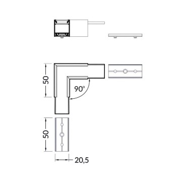 Connector for Linear Profile20 White - 90 ° Side Corner Connection en