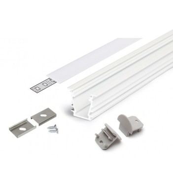 Profilo in Alluminio da Incasso DEEP10 per Striscia Led - Bianco 2mt - Kit Completo