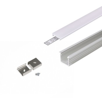 LINEA-IN20 Recessed Aluminum Profile for Led Strip - Anodized 2mt - Complete