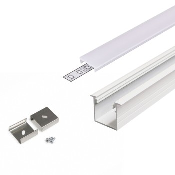 LINEA-IN20 Recessed Aluminum Profile for Led Strip - White 2mt - Complete Kit en