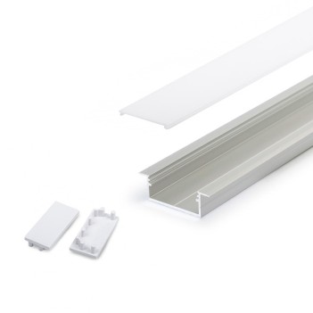 VARIO30-06 Recessed Aluminum Profile for Led Strip - Anodized 2mt - Complete