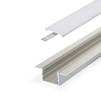 Profilo in Alluminio da Incasso VARIO30-05 per Striscia Led - Anodizzato 2mt - Kit Completo