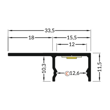 UNI-TILE12 Recessed Aluminum Profile for Led Strip - Anodized 2mt - Complete