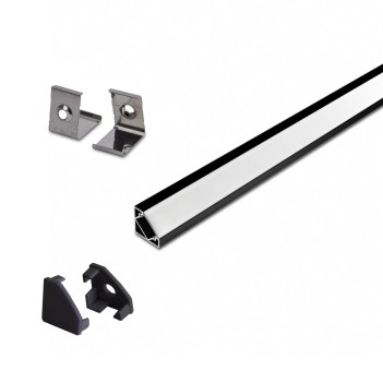 45° black dissipating aluminium angle profile for LED strip
