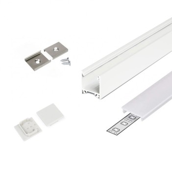 Profilo in alluminio di colore bianco LINEA20 per Striscia Led - Kit completo