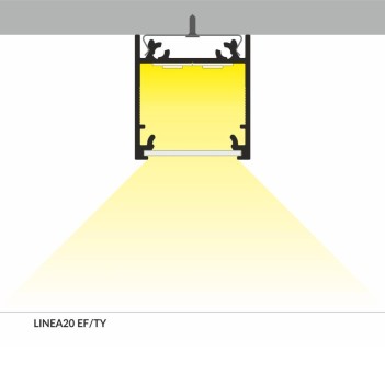 LINEA20 Aluminum Profile for Led Strip - Black 2mt - Complete Kit en