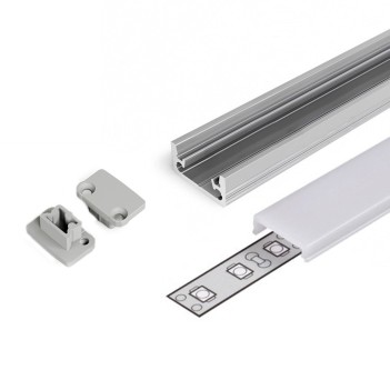 Walkable Aluminum Profile FLOOR 8 for Led Strip - Anodized 2mt - Complete Kit