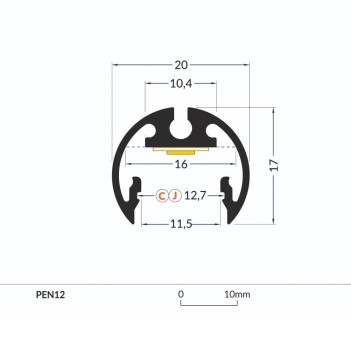 Exhibition Aluminum Profile PEN12 for Led Strip - Anodized 2mt - Basic Kit