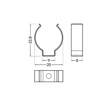 Set of 2 stainless steel hooks for PEN12 aluminum profile