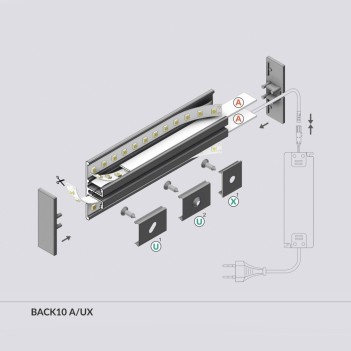 Profilo in Alluminio da Parete BACK10 per Strisce Led -