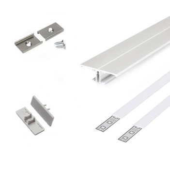 Profilo in Alluminio da Parete BACK10 per Strisce Led - Bianco 2mt - Kit