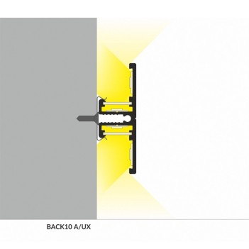 BACK10 Aluminum Wall Profile for Led Strips - Black 2mt - Complete Kit en