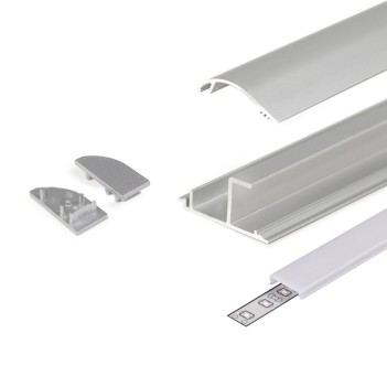 Aluminum Profile WAY10 for Led Strips - Anodized 2mt - Complete Kit en