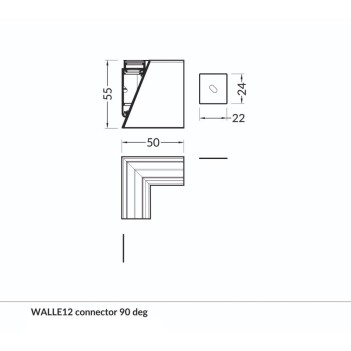 Connettore angolare per profilo in alluminio WALLE12