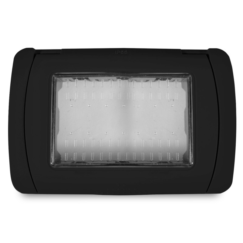 Coperchio IDROBOX IP55 3 moduli Nera - Compatibile con Coperchio IDROBOX IP55 3 moduli Nera - Compatibile con